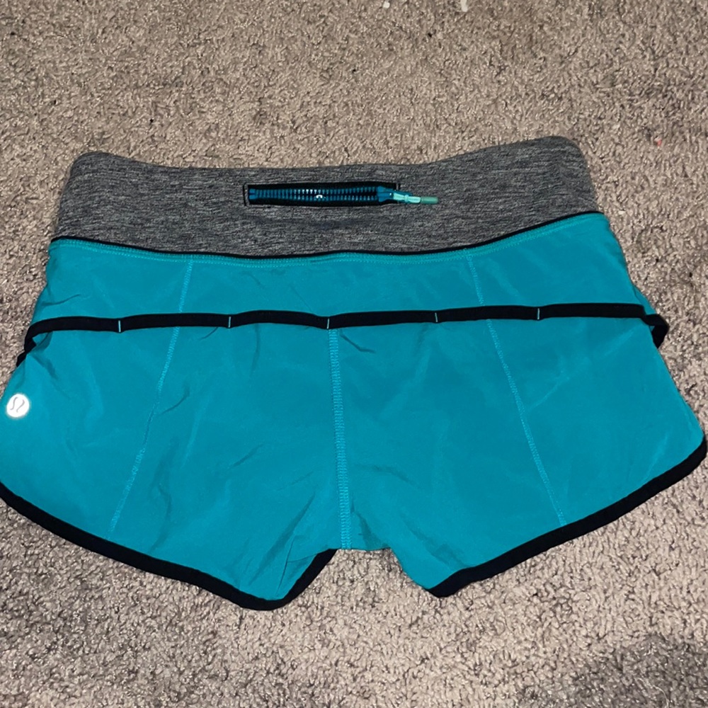 Lululemon turquoise speed up shorts - size 2